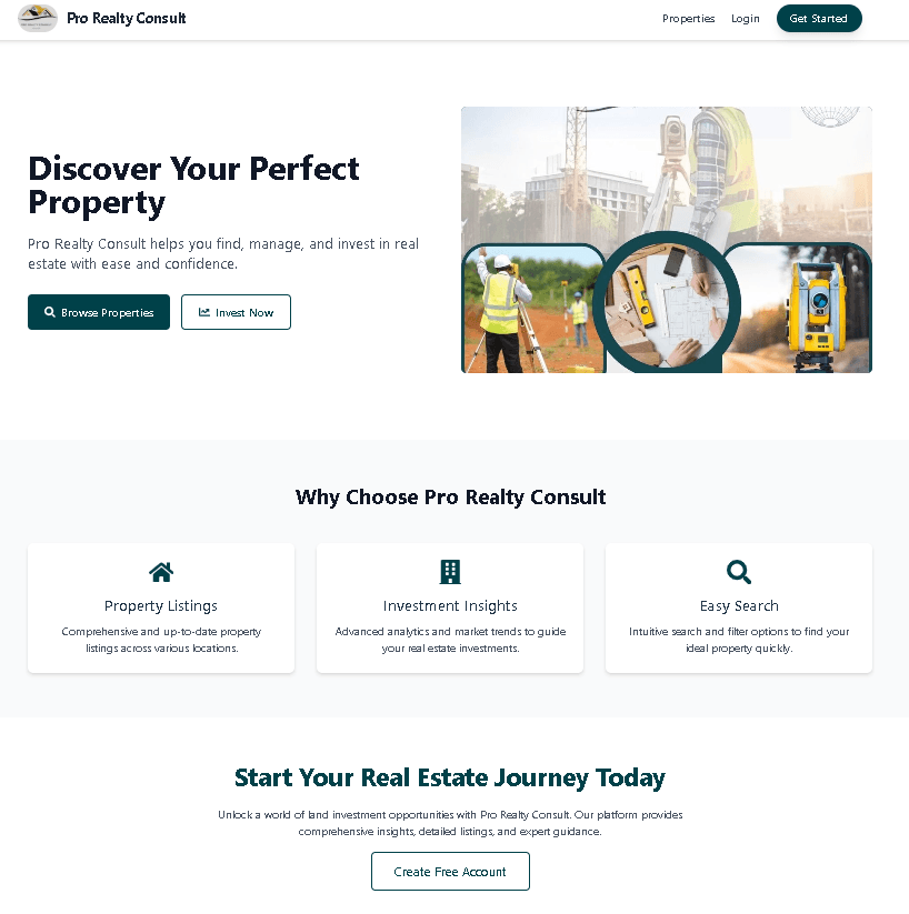 Pro Realty Properties Web App
